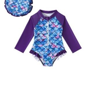 & Other Stories Kids Mermaid Scale Rashguard - Purple and Blue